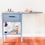 sewing machine turned into bar cart