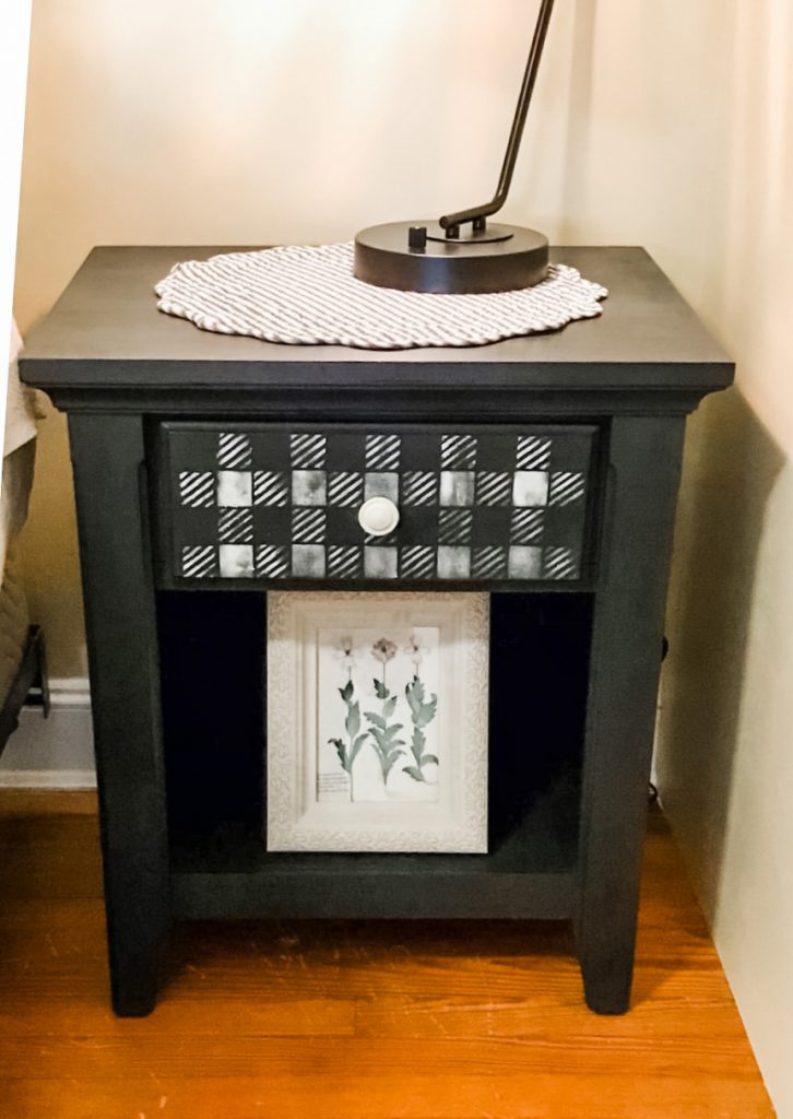 black and cream nightstand