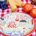 brightly covered bbq paper plate