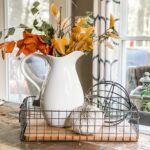 white vase with fall florals
