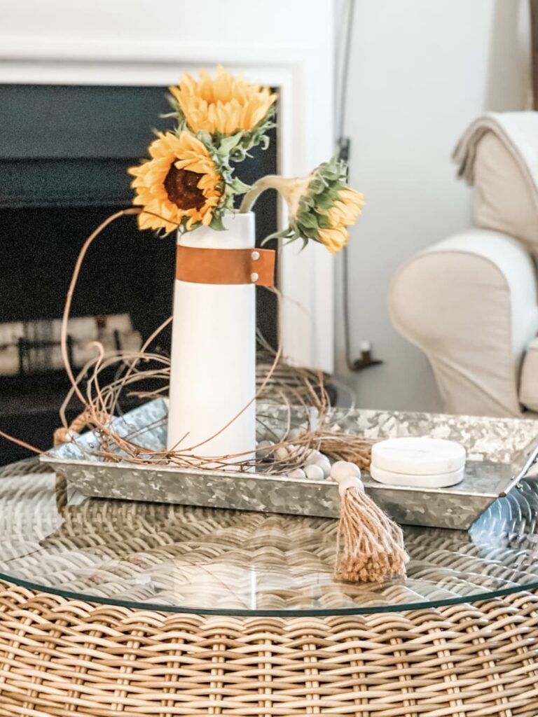 sunflowers in white vase