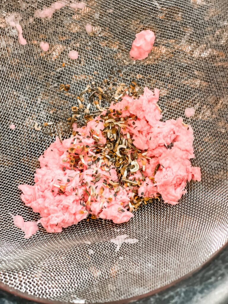 paper pulp with seeds mixed in