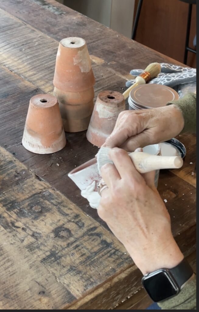 PAINTING MY CLAY POTS WITH DIXIE BELLE WHITECAP