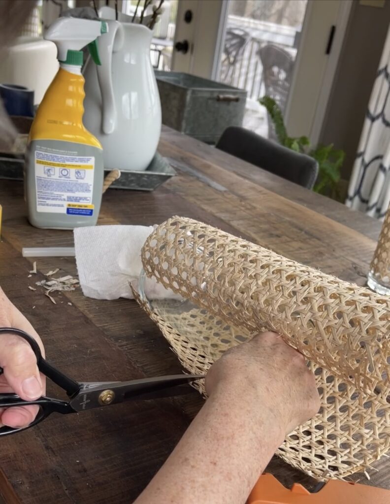 cutting caning for glass vase