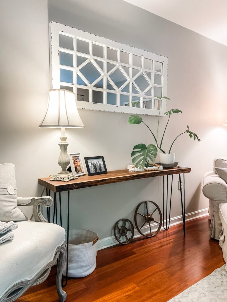 Straight Edge Walnut Console Table