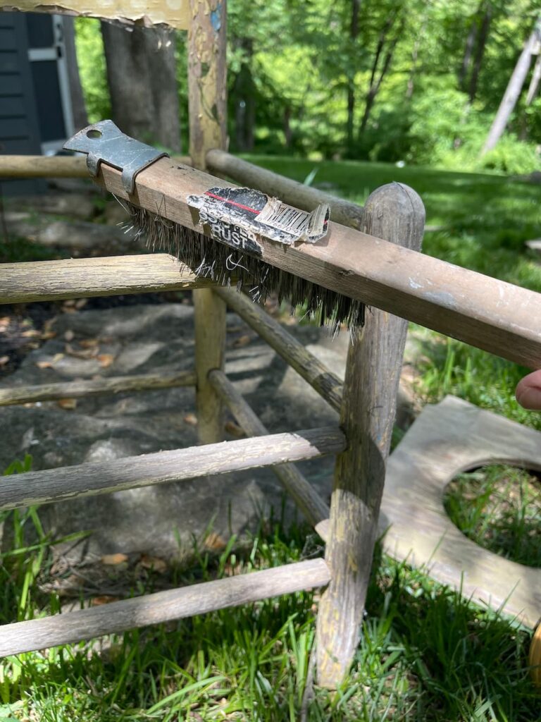 PREPPING CHAIR TO PAINT WITH A WIRE BRUSH