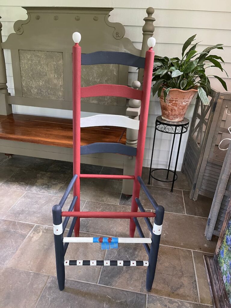 the chair completely painted
