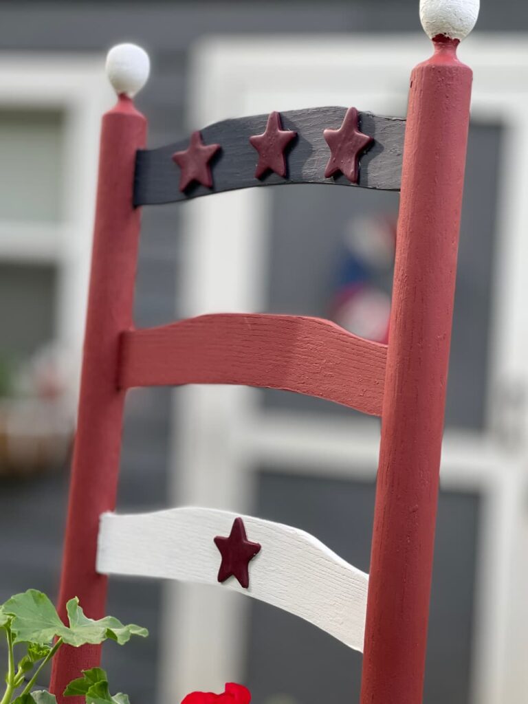 close up picture of the chair with the stars attached